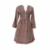 Wild Rose Women's Poa Black Chevron Cotton Hand Block Print Dress In Black