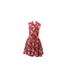 Wild Rose Women's Wrap Red Floral Cotton Hand Block Print Dress In Red
