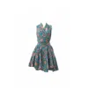 Wild Rose Women's Wrap Teal Jungle Cotton Hand Block Print Dress In Blue