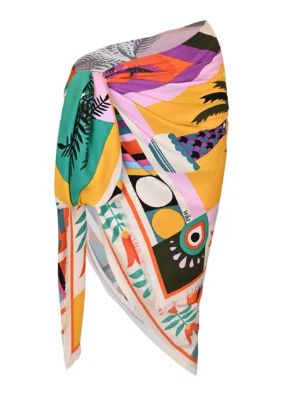 Wild Sarongs Beldi Big Multicolour Scarf | Versatile Sarong Or Beach Wrap Skirt In Green