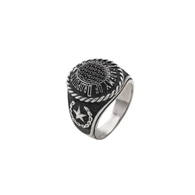 Wild Sons Men's Black / Silver B.a.d Ring Black Diamonds In Multi