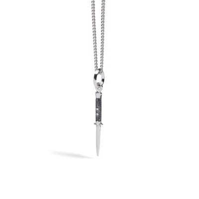 Wild Sons Men's Silver Greaser Necklace With White Diamonds