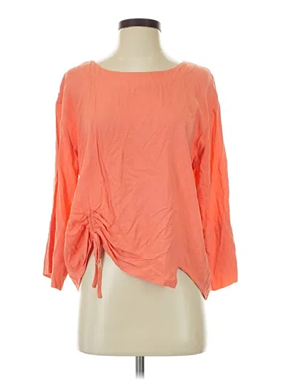 Pre-owned Wild Thing Yoga Apparel 3/4 Sleeve Top Orange Boatneck Tops