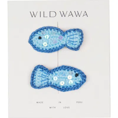Wild Wawa Kids'  Crochet Clip Set In Blue