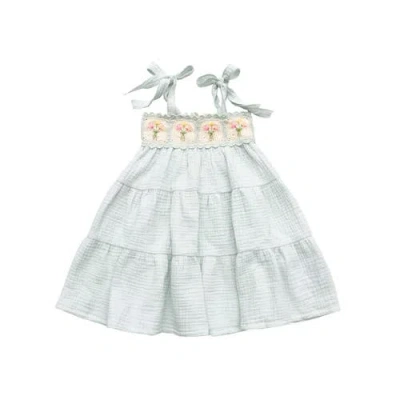 Wild Wawa Babies'  Crochet Dress In Blue