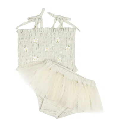 Wild Wawa Babies'  Daisies Tutu Set In Green