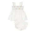Wild Wawa Embroidered Flutter Set In White