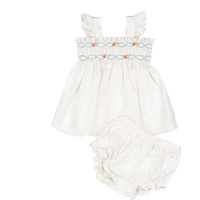 Wild Wawa Kids'  Embroidered Flutter Set In White