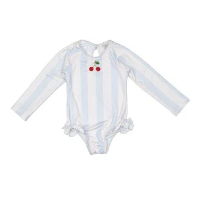 Wild Wawa Kids'  L/s Cherry Swimsuit In Blue