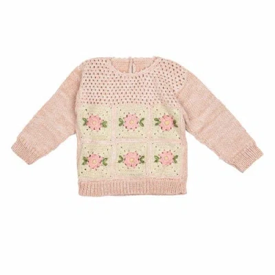 Wild Wawa Babies'  Patchwork Sweater In Pink