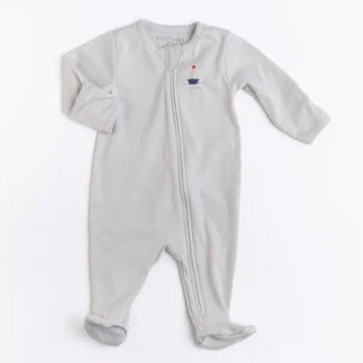 Wild Wawa Kids'  Pima Embroidered Footie In Blue Boat