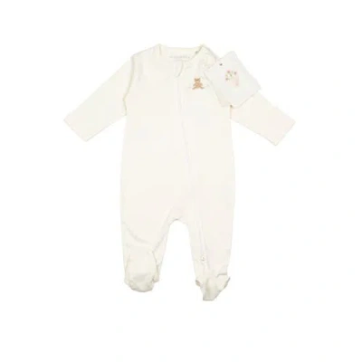 Wild Wawa Kids'  Pima Embroidered Footie In White