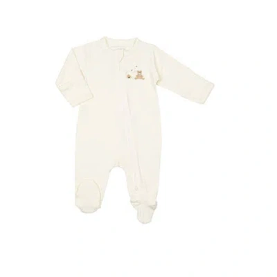 Wild Wawa Babies'  Pima Embroidered Footie In White