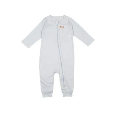 Wild Wawa Kids'  Pima Embroidered Footless Sleeper In Blue