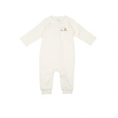 Wild Wawa Kids'  Pima Embroidered Footless Sleeper In White