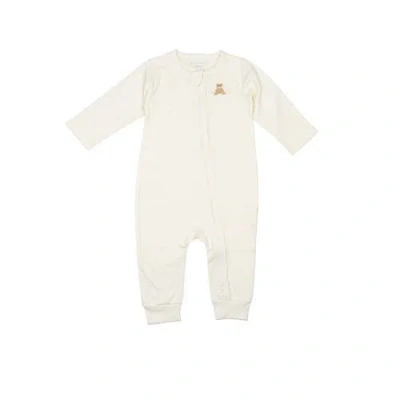 Wild Wawa Babies'  Pima Embroidered Footless Sleeper In White