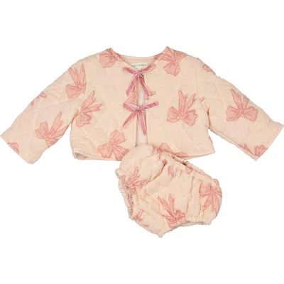 Wild Wawa Babies'  Quilted Jacket Set In Pink