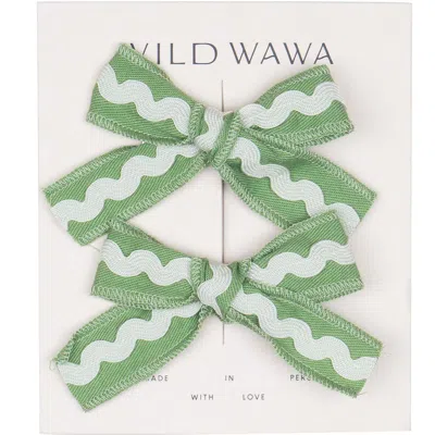Wild Wawa Rickrack Clip Set In Green