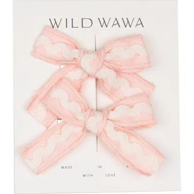 Wild Wawa Rickrack Clip Set In Pink