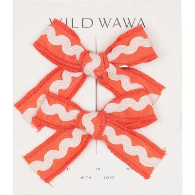 Wild Wawa Rickrack Clip Set In Orange