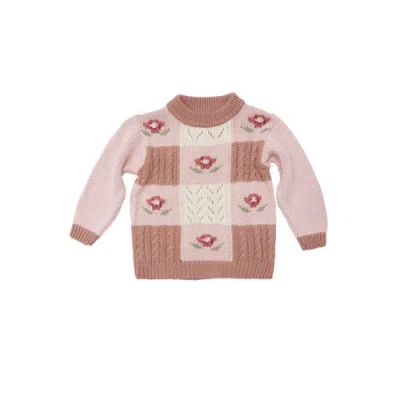 Wild Wawa Kids'  Rose Patchwork Sweater In Pink