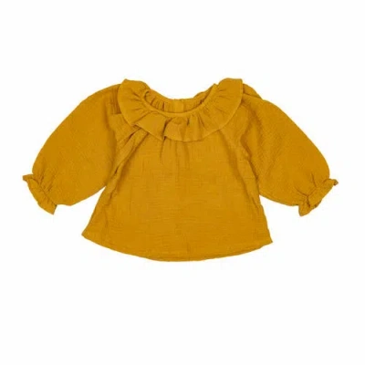 Wild Wawa Babies'  Ruffle Blouse In Brown