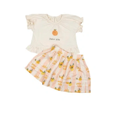 Wild Wawa Kids'  S/s Ruffle Skirt Set In Pink