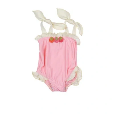 Wild Wawa Babies'  Strawberry Swimsuit In Pink
