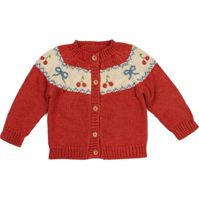 Wild Wawa Babies'  Sweetheart Cardigan In Red