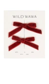 Wild Wawa Velvet Bow Clip Set In Red