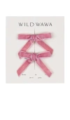 Wild Wawa Velvet Bow Clip Set In White