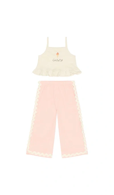 Wild Wawa Kids' Wide Leg Pant Set In Pink
