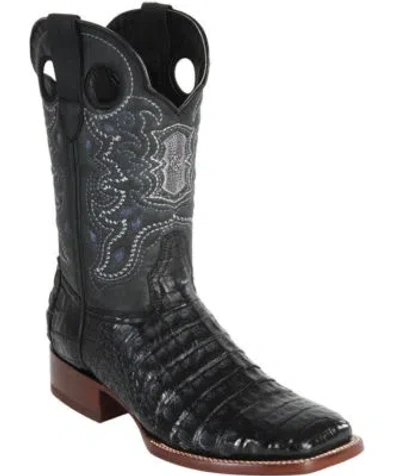 Pre-owned Wild West Boots Wild West Black Genuine Crocodile Belly Cowboy Boot Ranch-wide Square-toe (ee)