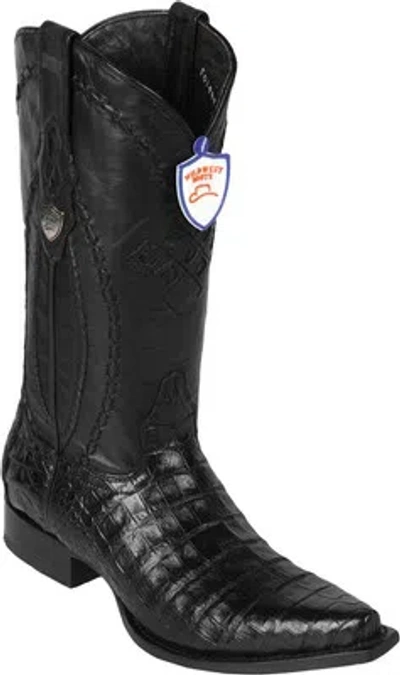 Pre-owned Wild West Boots Wild West Black Genuine Crocodile Belly Western Cowboy Boot Snip Toe (d)
