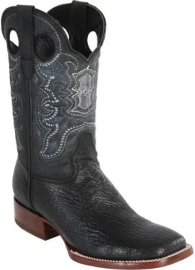 Pre-owned Wild West Boots Wild West Black Genuine Shark Cowboy Boot Ranch-wide Square-toe (d)