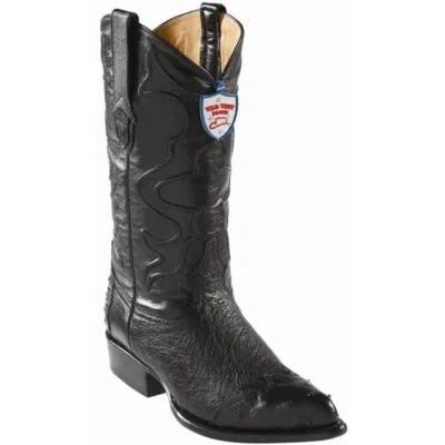 Pre-owned Wild West Boots Wild West Black Genuine Smooth Ostrich Western Cowboy Boot J-toe (d)
