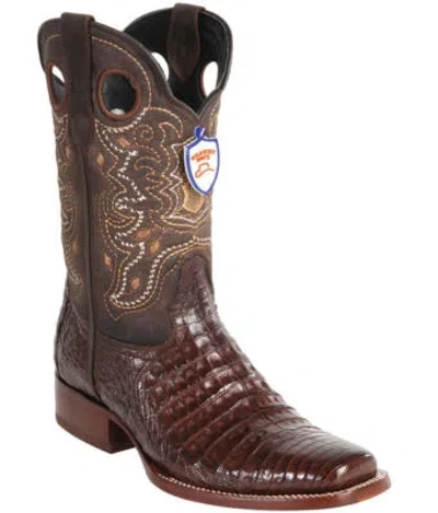 Pre-owned Wild West Boots Wild West Brown Crocodile Belly Cowboy Boot Rodeo-square-toe (ee)