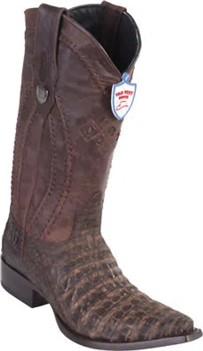 Pre-owned Wild West Boots Wild West Brown Genuine Crocodile Belly Western Cowboy Boot Snip Toe (d)