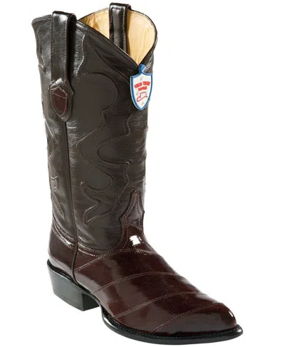 Pre-owned Wild West Boots Wild West Brown Genuine Eel Western Cowboy Boot J-toe (ee+)