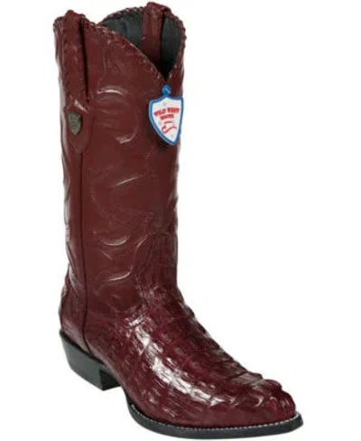 Pre-owned Wild West Boots Wild West Burgundy Caiman Crocodile Tail Western Cowboy Boot J-toe (ee+) 2990106 In Red