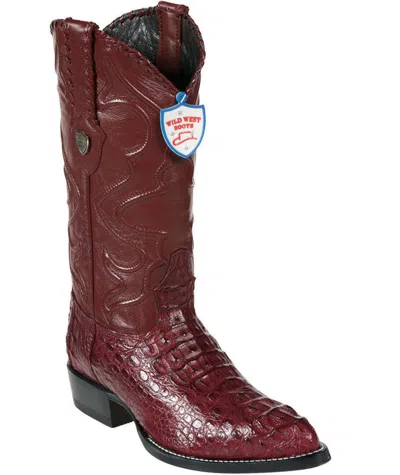 Pre-owned Wild West Boots Wild West Burgundy Crocodile Hornback Western Cowboy Boot J-toe (ee) 2990206 In Red