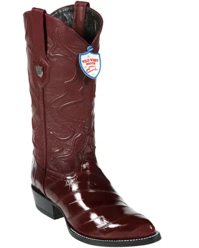 Pre-owned Wild West Boots Wild West Burgundy Genuine Eel Western Cowboy Boot J-toe (ee+) In Red
