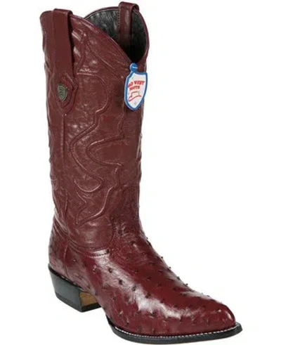 Pre-owned Wild West Boots Wild West Burgundy Genuine Full Quill Ostrich Western Cowboy Boot J-toe (ee) In Red
