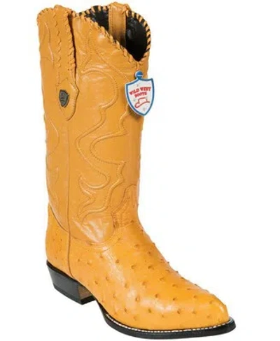 Pre-owned Wild West Boots Wild West Buttercup Genuine Full Quill Ostrich Western Cowboy Boot J-toe (ee) In Yellow