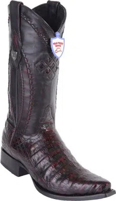 Pre-owned Wild West Boots Wild West Cherry Genuine Crocodile Belly Western Cowboy Boot Snip Toe (ee)