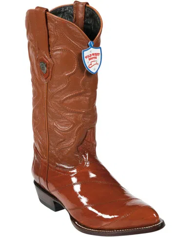 Pre-owned Wild West Boots Wild West Cognac Genuine Eel Western Cowboy Boot J-toe (ee+) In Brown