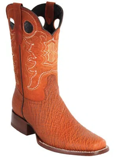 Pre-owned Wild West Boots Wild West Cognac Genuine Shark Cowboy Boot Rodeo-square-toe (ee) In Brown