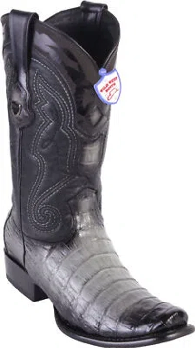 Pre-owned Wild West Boots Wild West Gray Genuine Crocodile Belly Western Cowboy Boot Dubai Toe (d)