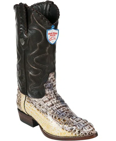 Pre-owned Wild West Boots Wild West Natural Caiman Crocodile Hornback Western Boot J-toe (ee) 2990249 In Beige