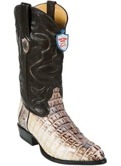 Pre-owned Wild West Boots Wild West Natural Caiman Crocodile Tail Western Cowboy Boot J-toe (ee) 2990149 In Beige